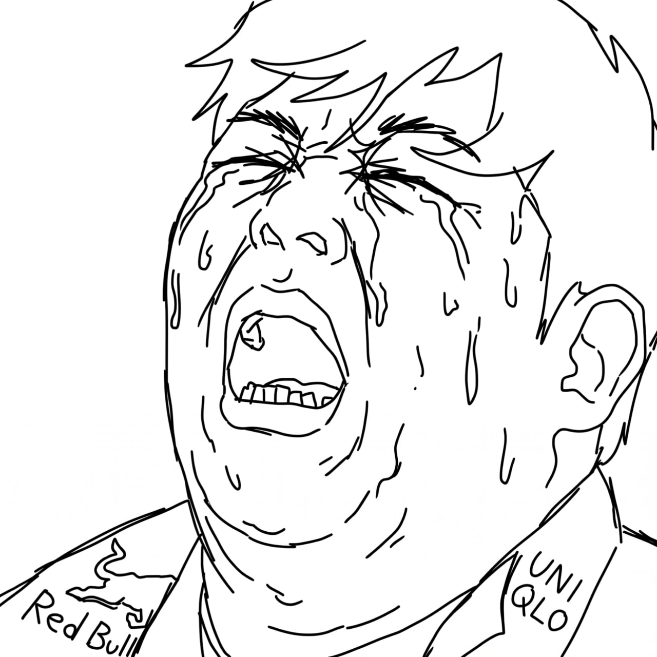 Черно-белый рисунок кричащего лица